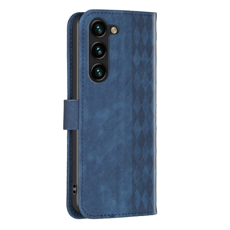 For Samsung Galaxy S25+ 5G Plaid Embossed Leather Phone Case(Blue) - Galaxy S25+ 5G Cases by PMC Jewellery | Online Shopping South Africa | PMC Jewellery | Buy Now Pay Later Mobicred