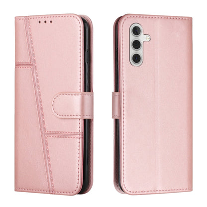 For Samsung Galaxy S25 / S24 5G Stitching Calf Texture Buckle Leather Phone Case(Rose Gold) - Galaxy S25 5G Cases by PMC Jewellery | Online Shopping South Africa | PMC Jewellery | Buy Now Pay Later Mobicred