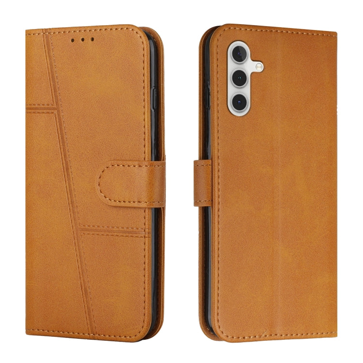 For Samsung Galaxy S25 / S24 5G Stitching Calf Texture Buckle Leather Phone Case(Yellow) - Galaxy S25 5G Cases by PMC Jewellery | Online Shopping South Africa | PMC Jewellery | Buy Now Pay Later Mobicred