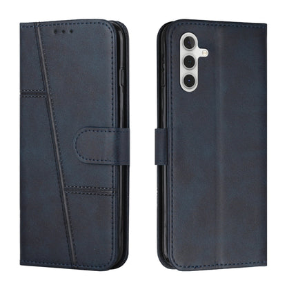 For Samsung Galaxy S25+ / S24+ 5G Stitching Calf Texture Buckle Leather Phone Case(Blue) - Galaxy S25+ 5G Cases by PMC Jewellery | Online Shopping South Africa | PMC Jewellery | Buy Now Pay Later Mobicred