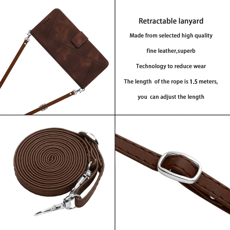 For Samsung Galaxy S25+ / S24+ 5G 5G Dream Triangle Leather Phone Case with Long Lanyard(Brown) - Galaxy S25+ 5G Cases by PMC Jewellery | Online Shopping South Africa | PMC Jewellery | Buy Now Pay Later Mobicred