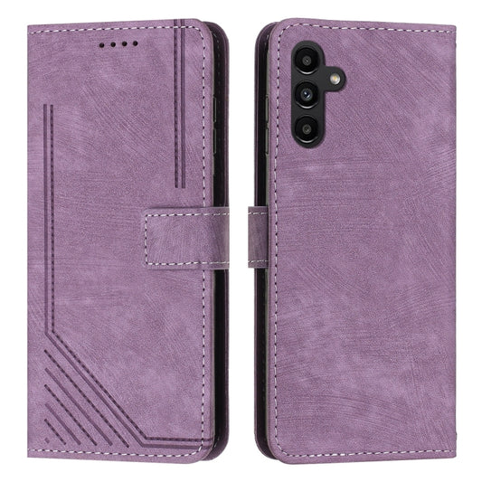 For Samsung Galaxy S25+ / S24+ 5G Skin Feel Stripe Pattern Leather Phone Case with Long Lanyard(Purple) - Galaxy S25+ 5G Cases by PMC Jewellery | Online Shopping South Africa | PMC Jewellery | Buy Now Pay Later Mobicred