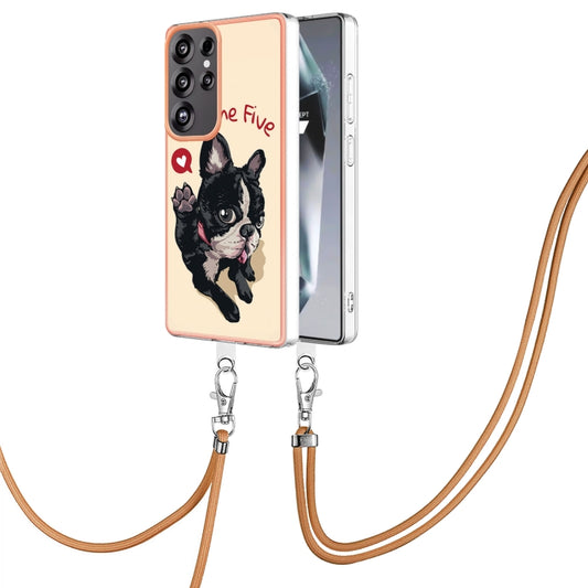 For Samsung Galaxy S25 Ultra 5G Electroplating Dual-side IMD Phone Case with Lanyard(Lucky Dog) - Galaxy S25 Ultra 5G Cases by PMC Jewellery | Online Shopping South Africa | PMC Jewellery | Buy Now Pay Later Mobicred