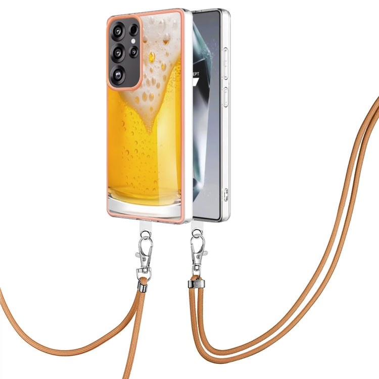For Samsung Galaxy S25 Ultra 5G Electroplating Dual-side IMD Phone Case with Lanyard(Draft Beer) - free shipping - PMC TechLife - Order now!