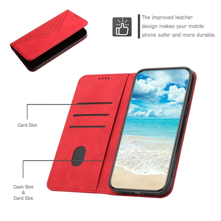 For Samsung Galaxy S25+ / S24+ 5G Diamond Splicing Skin Feel Magnetic Leather Phone Case(Red) - Galaxy S25 5G Cases by PMC Jewellery | Online Shopping South Africa | PMC Jewellery | Buy Now Pay Later Mobicred