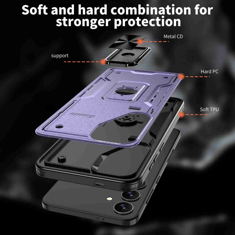 For Samsung Galaxy S25+ 5G Ring Holder PC Hybrid TPU Phone Case(Purple) - Galaxy S25+ 5G Cases by PMC Jewellery | Online Shopping South Africa | PMC Jewellery | Buy Now Pay Later Mobicred