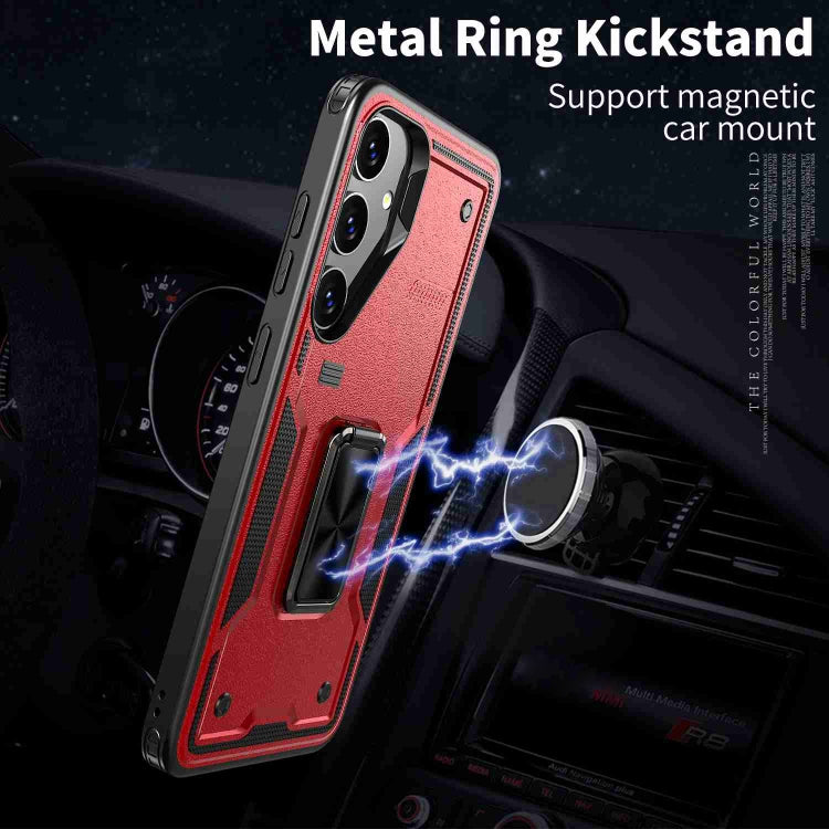 For Samsung Galaxy S25 Ultra 5G Ring Holder PC Hybrid TPU Phone Case(Red) - Galaxy S25 Ultra 5G Cases by PMC Jewellery | Online Shopping South Africa | PMC Jewellery | Buy Now Pay Later Mobicred