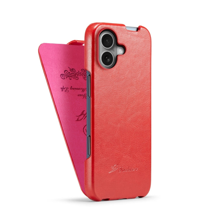 For iPhone 16 Plus Fierre Shann 64 Texture Vertical Flip PU Leather Phone Case(Red) - iPhone 16 Plus Cases by FIERRE SHANN | Online Shopping South Africa | PMC Jewellery | Buy Now Pay Later Mobicred