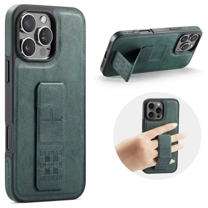 For iPhone 16 Pro Max Fierre Shann Oil Wax Cow Leather Holder Back Phone Case(Green) - iPhone 16 Pro Max Cases by FIERRE SHANN | Online Shopping South Africa | PMC Jewellery | Buy Now Pay Later Mobicred