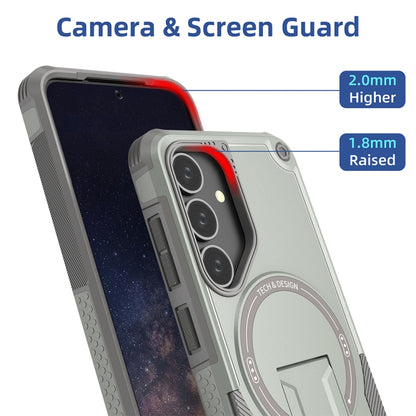 For Samsung Galaxy S24 5G / S25 5G Armor MagSafe Holder PC Hybrid TPU Phone Case(Grey) - Galaxy S25 5G Cases by PMC Jewellery | Online Shopping South Africa | PMC Jewellery | Buy Now Pay Later Mobicred