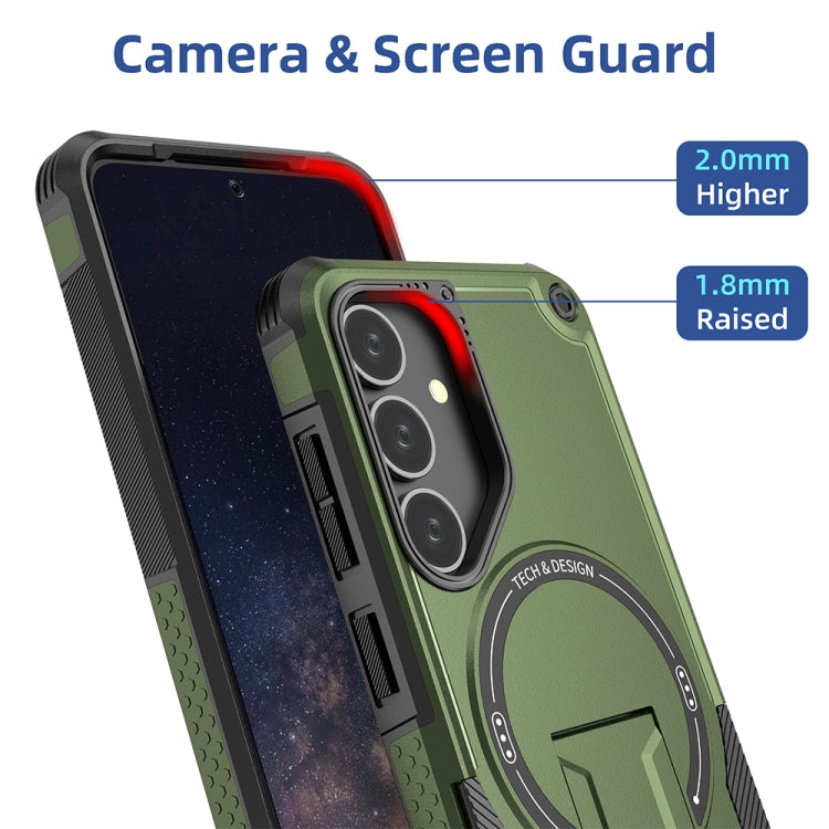 For Samsung Galaxy S24+ 5G / S25+ 5G Armor MagSafe Holder PC Hybrid TPU Phone Case(Army Green) - Galaxy S25+ 5G Cases by PMC Jewellery | Online Shopping South Africa | PMC Jewellery | Buy Now Pay Later Mobicred