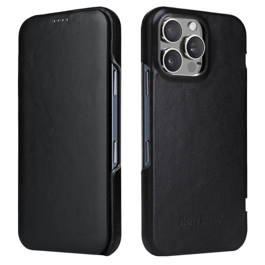 For iPhone 16 Pro Max Fierre Shann Top Layer Cowhide Business Magnetic Leather Phone Case(Black) - iPhone 16 Pro Max Cases by FIERRE SHANN | Online Shopping South Africa | PMC Jewellery | Buy Now Pay Later Mobicred