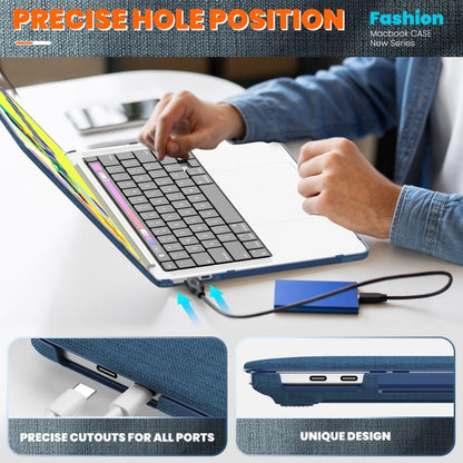 For MacBook Pro 13.3 inch M1 A2338 Fabric Magnetic Holder Laptop Protective Case(Navy Blue) - MacBook Pro Cases by PMC Jewellery | Online Shopping South Africa | PMC Jewellery | Buy Now Pay Later Mobicred