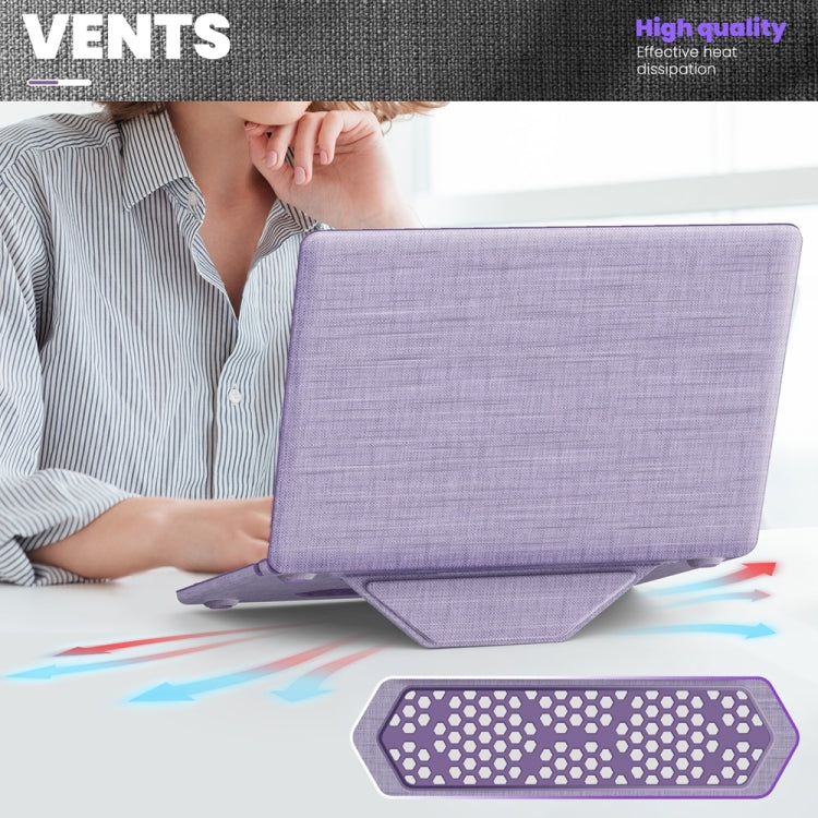 For MacBook Air 15.3 inch A3114 / A2941 Fabric Magnetic Holder Laptop Protective Case(Purple) - MacBook Air Cases by PMC Jewellery | Online Shopping South Africa | PMC Jewellery | Buy Now Pay Later Mobicred