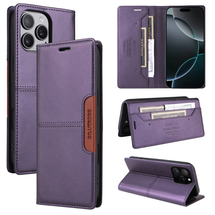 For iPhone 16 Pro Max GQUTROBE G01 RFID Anti-theft Leather Phone Case(Purple) - iPhone 16 Pro Max Cases by GQUTROBE | Online Shopping South Africa | PMC Jewellery | Buy Now Pay Later Mobicred