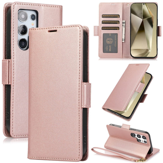 For Samsung Galaxy S25 Ultra 5G Side Buckle RFID Anti-theft Leather Phone Case(Rose Gold) - Galaxy S25 Ultra 5G Cases by PMC Jewellery | Online Shopping South Africa | PMC Jewellery | Buy Now Pay Later Mobicred