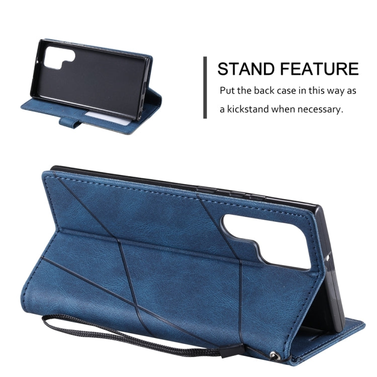For Samsung Galaxy S25 Ultra 5G Skin Feel Splicing Leather Phone Case(Blue) - free shipping - PMC Jewellery - Order now!