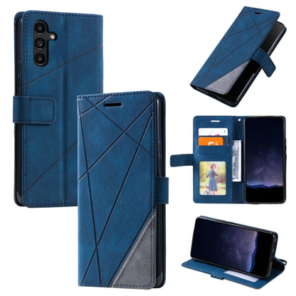 For Samsung Galaxy S25+ 5G Skin Feel Splicing Leather Phone Case(Blue) - Galaxy S25+ 5G Cases by PMC Jewellery | Online Shopping South Africa | PMC Jewellery | Buy Now Pay Later Mobicred