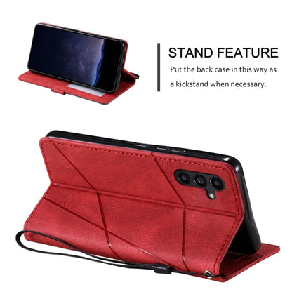 For Samsung Galaxy S25+ 5G Skin Feel Splicing Leather Phone Case(Red) - Galaxy S25+ 5G Cases by PMC Jewellery | Online Shopping South Africa | PMC Jewellery | Buy Now Pay Later Mobicred