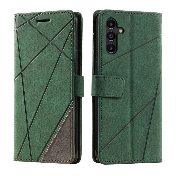 For Samsung Galaxy S25+ 5G Skin Feel Splicing Leather Phone Case(Green) - Galaxy S25+ 5G Cases by PMC Jewellery | Online Shopping South Africa | PMC Jewellery | Buy Now Pay Later Mobicred