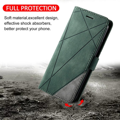 For Samsung Galaxy S25+ 5G Skin Feel Splicing Leather Phone Case(Green) - Galaxy S25+ 5G Cases by PMC Jewellery | Online Shopping South Africa | PMC Jewellery | Buy Now Pay Later Mobicred