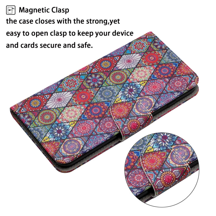 For Samsung Galaxy S25 5G Colored Drawing Pattern Leather Phone Case(Diamond Kaleidoscope) - Galaxy S25 5G Cases by PMC Jewellery | Online Shopping South Africa | PMC Jewellery | Buy Now Pay Later Mobicred