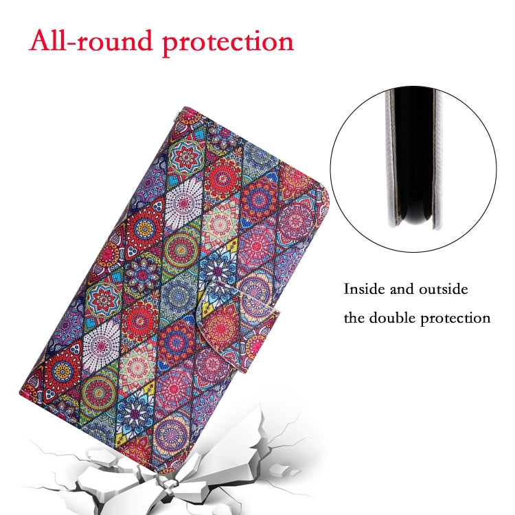 For Samsung Galaxy S25 5G Colored Drawing Pattern Leather Phone Case(Diamond Kaleidoscope) - Galaxy S25 5G Cases by PMC Jewellery | Online Shopping South Africa | PMC Jewellery | Buy Now Pay Later Mobicred