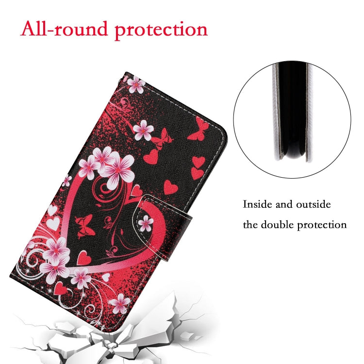 For Samsung Galaxy S25+ 5G Colored Drawing Pattern Leather Phone Case(Red Heart) - Galaxy S25+ 5G Cases by PMC Jewellery | Online Shopping South Africa | PMC Jewellery | Buy Now Pay Later Mobicred