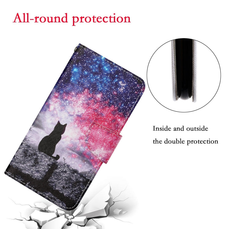 For Samsung Galaxy S25 Ultra 5G Colored Drawing Pattern Leather Phone Case(Star Sky Cat) - Galaxy S25 Ultra 5G Cases by PMC Jewellery | Online Shopping South Africa | PMC Jewellery | Buy Now Pay Later Mobicred