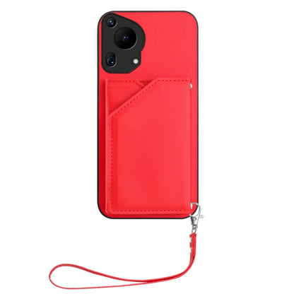 For Huawei Pura 70 Ultra Skin Feel Four Card Slots Phone Case with Wrist Strap(Red) - Huawei Cases by PMC Jewellery | Online Shopping South Africa | PMC Jewellery | Buy Now Pay Later Mobicred