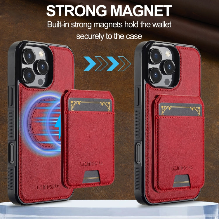 For iPhone 16 Pro Max LC.IMEEKE L3 Series Detachable RFID Card Bag Magsafe Phone Case(Red) - iPhone 16 Pro Max Cases by LC.IMEEKE | Online Shopping South Africa | PMC Jewellery | Buy Now Pay Later Mobicred