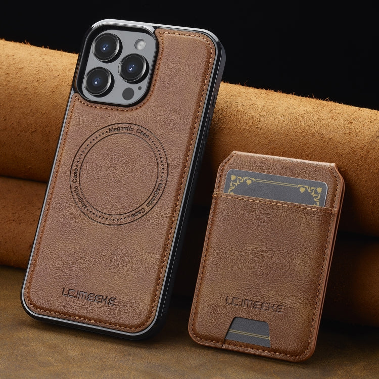 For iPhone 16 Pro LC.IMEEKE L3 Series Detachable RFID Card Bag Magsafe Phone Case(Brown) - iPhone 16 Pro Cases by LC.IMEEKE | Online Shopping South Africa | PMC Jewellery | Buy Now Pay Later Mobicred