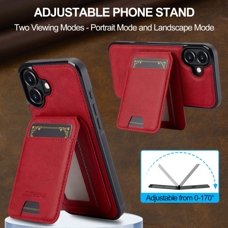 For iPhone 16 Plus LC.IMEEKE L3 Series Detachable RFID Card Bag Magsafe Phone Case(Red) - iPhone 16 Plus Cases by LC.IMEEKE | Online Shopping South Africa | PMC Jewellery | Buy Now Pay Later Mobicred