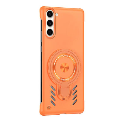 For Samsung Galaxy S25 5G Ice Sense Series Graphene Cooling MagSafe Holder Phone Case(Orange) - Galaxy S25 5G Cases by PMC Jewellery | Online Shopping South Africa | PMC Jewellery | Buy Now Pay Later Mobicred