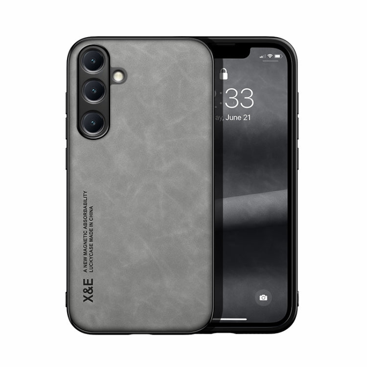 For Samsung Galaxy S25 5G Skin Feel Magnetic Leather Back Phone Case(Light Grey) - Galaxy S25 5G Cases by PMC Jewellery | Online Shopping South Africa | PMC Jewellery | Buy Now Pay Later Mobicred