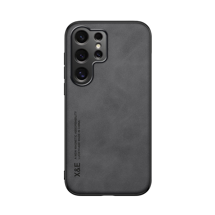 For Samsung Galaxy S25 Ultra 5G Skin Feel Magnetic Leather Back Phone Case(Dark Grey) - Galaxy S25 Ultra 5G Cases by PMC Jewellery | Online Shopping South Africa | PMC Jewellery | Buy Now Pay Later Mobicred