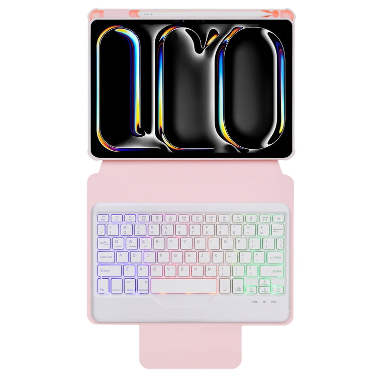 For iPad Pro 11 2024 L13-BS 360 Rotation Acrylic Transparent Bluetooth Keyboard Leather Case with Backlight(Pink) - For iPad Pro by PMC Jewellery | Online Shopping South Africa | PMC Jewellery | Buy Now Pay Later Mobicred