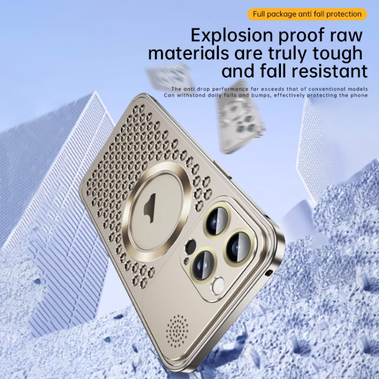 For iPhone 16 Pro Max Spring Buckle MagSafe Magnetic Metal Aromatherapy Phone Case(Silver) - free shipping - PMc TechLife - Order now!