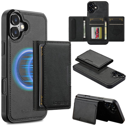 For iPhone 16 Plus LC.IMEEKE L5 Series Detachable RFID Card Bag Magsafe Phone Case(Black) - iPhone 16 Plus Cases by LC.IMEEKE | Online Shopping South Africa | PMC Jewellery | Buy Now Pay Later Mobicred