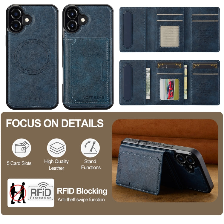 For iPhone 16 Plus LC.IMEEKE L5 Series Detachable RFID Card Bag Magsafe Phone Case(Blue) - iPhone 16 Plus Cases by LC.IMEEKE | Online Shopping South Africa | PMC Jewellery | Buy Now Pay Later Mobicred