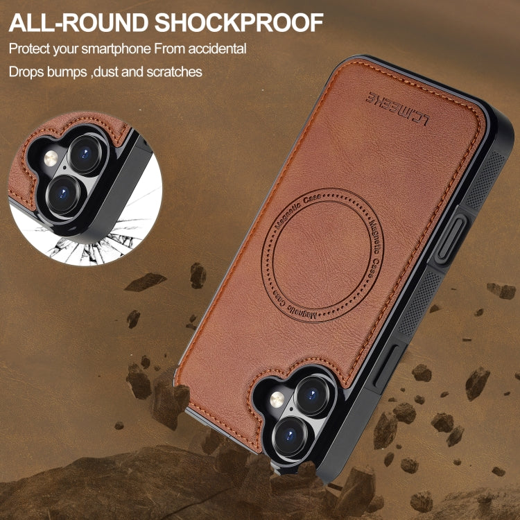 For iPhone 16 LC.IMEEKE L5 Series Detachable RFID Card Bag Magsafe Phone Case(Brown) - iPhone 16 Cases by LC.IMEEKE | Online Shopping South Africa | PMC Jewellery | Buy Now Pay Later Mobicred