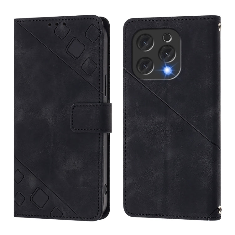 For Doogee N55 Plus Skin-feel Embossed Leather Phone Case(Black) - Doogee Cases by PMC TechLife | Online Shopping South Africa | PMC TechLife | Buy Now Pay Later Mobicred