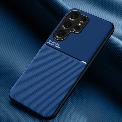 For Samsung Galaxy S25 Ultra 5G Classic Tilt Strip Grain Magnetic PC Hybrid TPU Phone Case(Blue) - Galaxy S25 Ultra 5G Cases by PMC Jewellery | Online Shopping South Africa | PMC Jewellery | Buy Now Pay Later Mobicred