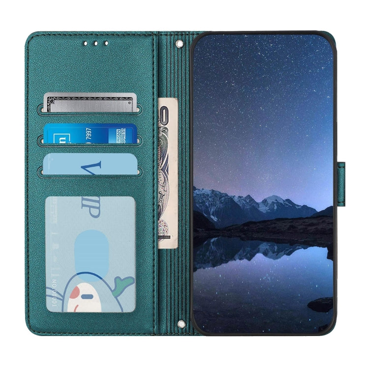 For Doogee N55 Plus Cat Rat Embossed Pattern RFID Leather Phone Case with Lanyard(Peacock Green) - Doogee Cases by PMC TechLife | Online Shopping South Africa | PMC TechLife | Buy Now Pay Later Mobicred
