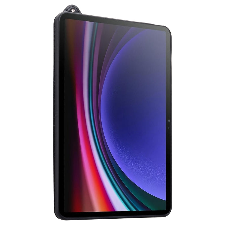 For Samsung Galaxy Tab S10 Ultra / S9 Ultra TPU Leather Back Tablet Case with Wristband(Black) - Tab S10 Ultra Cases by PMC Jewellery | Online Shopping South Africa | PMC Jewellery | Buy Now Pay Later Mobicred