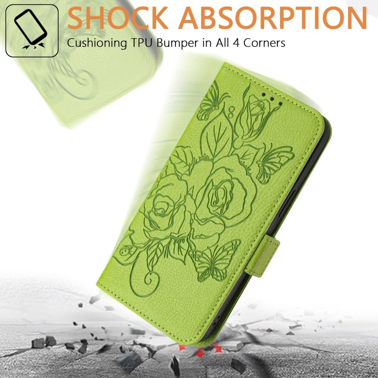 For Doogee N55 Plus Embossed Rose RFID Anti-theft Leather Phone Case(Green) - More Brand by PMC TechLife | Online Shopping South Africa | PMC TechLife | Buy Now Pay Later Mobicred