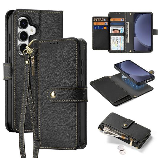 For Samsung Galaxy S25 5G DUX DUCIS Lawa Series 2 in 1 Wallet Zipper Detachable MagSafe Phone Case with Lanyard(Black) - Galaxy S25 5G Cases by DUX DUCIS | Online Shopping South Africa | PMC Jewellery | Buy Now Pay Later Mobicred