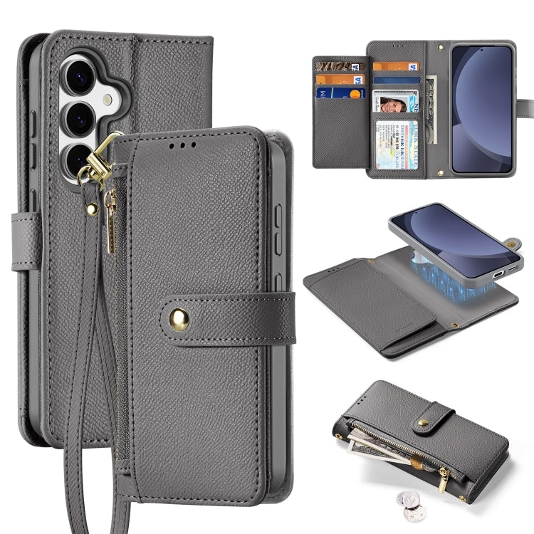 For Samsung Galaxy S25+ 5G DUX DUCIS Lawa Series 2 in 1 Wallet Zipper Detachable MagSafe Phone Case with Lanyard(Grey) - Galaxy S25+ 5G Cases by DUX DUCIS | Online Shopping South Africa | PMC Jewellery | Buy Now Pay Later Mobicred