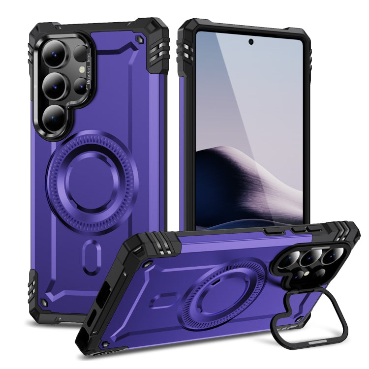 For Samsung Galaxy S25 Ultra 5G Lens Holder MagSafe Phone Case(Purple) - Galaxy S25 Ultra 5G Cases by PMC Jewellery | Online Shopping South Africa | PMC Jewellery | Buy Now Pay Later Mobicred