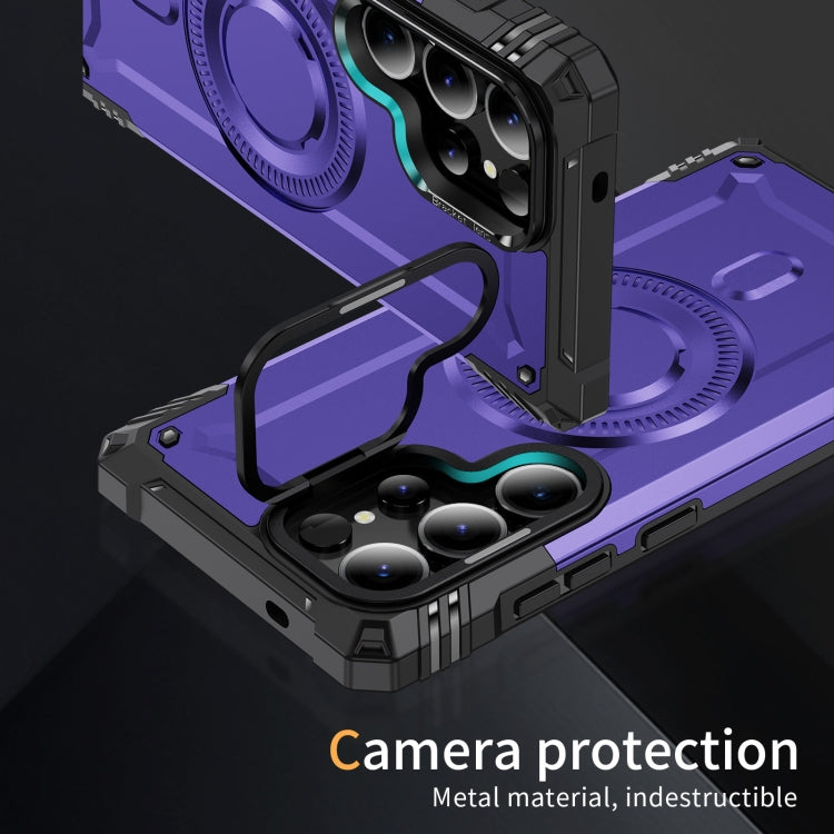 For Samsung Galaxy S25 Ultra 5G Lens Holder MagSafe Phone Case(Purple) - Galaxy S25 Ultra 5G Cases by PMC Jewellery | Online Shopping South Africa | PMC Jewellery | Buy Now Pay Later Mobicred